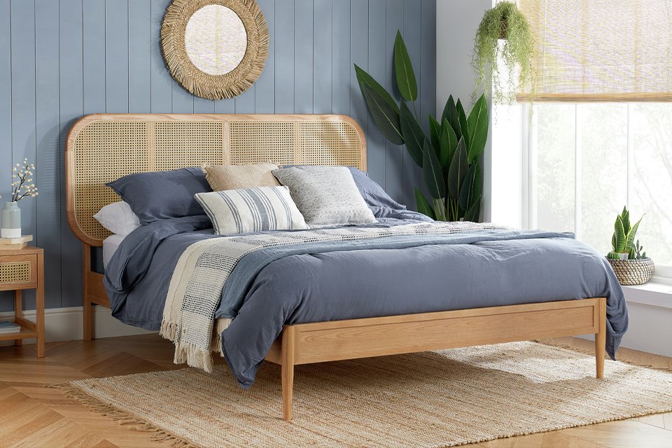 Birlea Elina Double Wooden Bed Frame in oak finish.